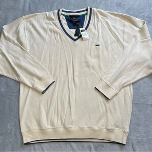 Alexander Julian Colours Sweater XL Men’s NWT Cotton V-neck Cream Preppy